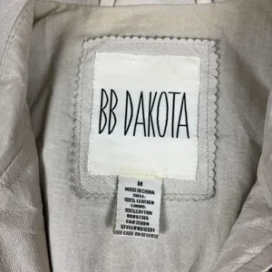 BB Dakota Jacket Womens Medium Cream Leather Moto Biker Bella Swam Twilight thumbnail 3