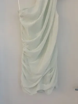 Abercrombie & Fitch One-Shoulder Chiffon Mini Dress Light Mint Green M Tall NWT thumbnail 7
