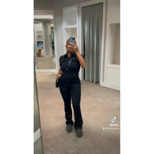 GOOD AMERICAN Fit for Success Bootcut Jumpsuit in Black099 Size Medium thumbnail 3