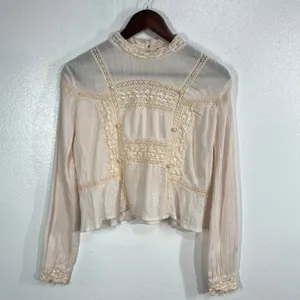 Louise‎ Misha Tara Blouse Blush Pink Cotton Lace Boho Victorian Top French Brand thumbnail 3