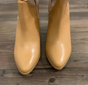Tan Vegan Leather Heeled Stovepipe Boots thumbnail 9