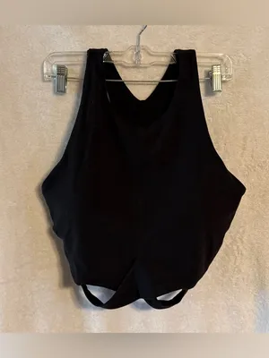 Athleta women’s size xl black Conscious Cut Out Crop sports bra thumbnail 7