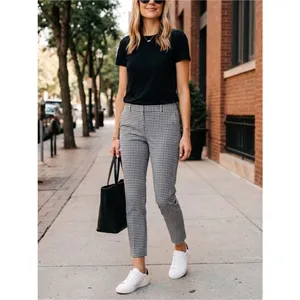 Jones New York Gingham Check Grace Ankle Pants Black White Size 10 Preppy Office thumbnail 13
