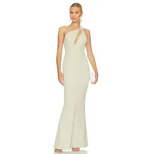 Katie May One Shoulder Keyhole Cutout Gown Sage Green Maxi Dress NWT thumbnail 2