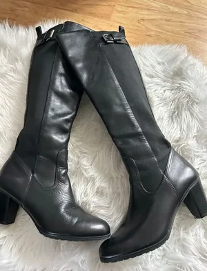 BASS Jasmine Women’s’ Black Leather KNEE HIGH Boots Black Riding Style Size 9M thumbnail 1