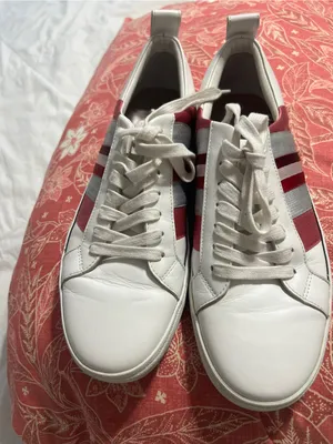 Diane Von Furstenberg White Sneakers with Pink and Red Stripes thumbnail 3