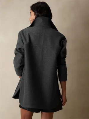 Banana Republic Solid 4 Pocket Shacket Oversized Jacket Dark Charcoal Size XL thumbnail 4