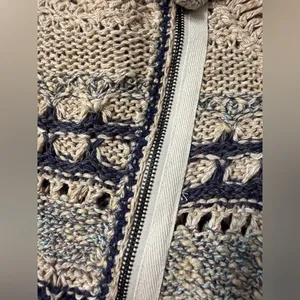 FREE PEOPLE Crochet Knit Moto Sweater Jacket; retails $259; size large thumbnail 10