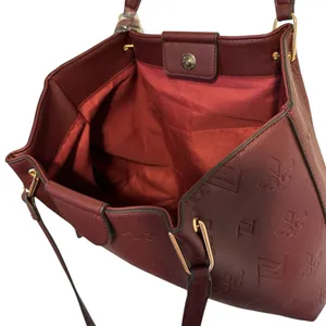 NWT.. Adrienne Vittadini Marseille Wine Leather Embossed Tote & Pouch MSRP $210 thumbnail 7