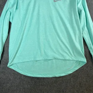 Nike‎ Running Dri-FIT Mint Green Heathered Cowl Neck Hoodie Thumbholes Womens M thumbnail 3