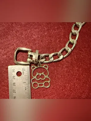Silver High Polished Chunky Cuban Flat Chain Link Belt with Teddy Bear Charm thumbnail 5