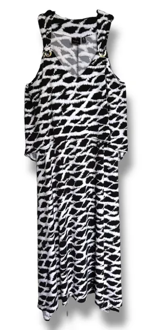 Rafaella Womens Dress Size S Black White Tie‎ Dye Flounce Deep V Neck Maxi thumbnail 1