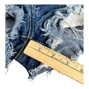 American Eagle Blue Shortie Stretch X Distressed Denim Shorts Size 2 Cotton thumbnail 14