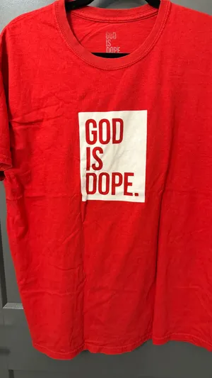 God Is Dope Red Graphic Tee Size L thumbnail 2