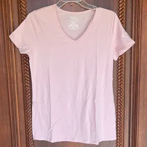 Pink Pastel Blush Vneck Short Sleeve thumbnail 1