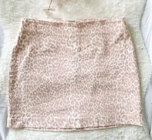 Wild Fable Blush Pink Leopard Print Denim Skirt thumbnail 2