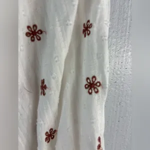 Universal Thread S Embroidered Swiss Dot Cotton Cream Top w Brown Floral thumbnail 7