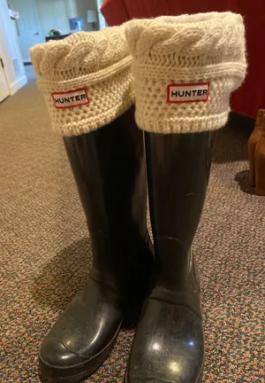 Hunter Boots Black  with Cable Knitted Tall Inserts thumbnail 7
