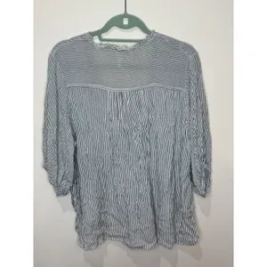 FP One Free People Striped‎ Ruffle Shirt 3/4 sleeve sz XS/S thumbnail 2