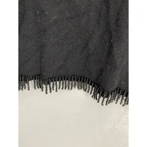 Private Party Women Vest Black Beaded Fringe Angora Lambswool Blend Medium thumbnail 5