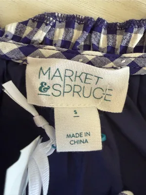 Market & Spruce Short Sleeve Gingham Maxi Dress Navy Small NWT STITCH FIX thumbnail 10