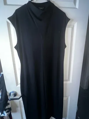 NWT Banana Republic Black Sleeveless Mock-Neck Midi Dress thumbnail 2