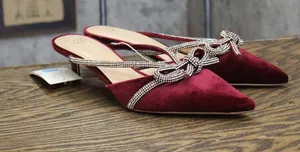 A New Day Womens Velvet Gwen Rhinestone Bow Heels 94656738 Burgundy Red 7.5M thumbnail 1