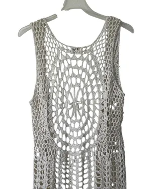 Umgee Crochet Fringe Ivory cardigan sweater size L thumbnail 5