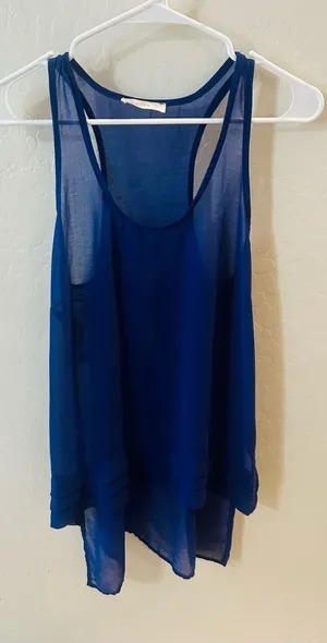 Lush Blue sheer mesh tank top thumbnail 1
