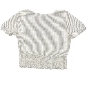 Abercrombie & Fitch Top Womens Medium White Blue Stripe Smocked Wrap Crop thumbnail 12