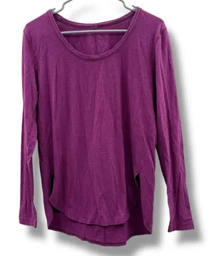 Lululemon Purple Long Sleeve Scoop Neck High Split Hem Shirt‎ Sz S thumbnail 1