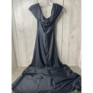 Black Off The Shoulder Ruched Maxi Dress High Slit Formal Gown Small thumbnail 3