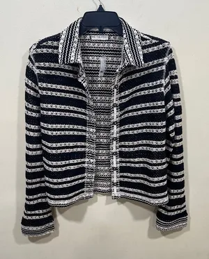 NWT Free People black and white striped knit blaze / jacket knit size small thumbnail 1