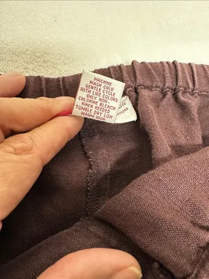 Women's Cropped Elastic-Waist Pants in Deep Brown 100% washable linen thumbnail 4