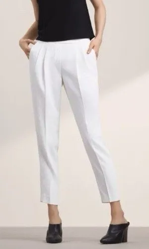 Aritzia Babaton Cohen Pants Pleated Cropped Trousers 4 Ivory thumbnail 1