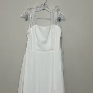 NEW Lulus Radiant Romance White Tie-Strap Maxi Dress Sz Large Wedding Bridal thumbnail 10