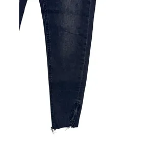 Zara Women's Jeans Ankle Zip Raw Hem Mid-Rise‎ Denim Fading Stretch Black Sz. 2 thumbnail 6