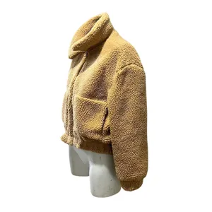 Urban Outfitters Women's Teddy Jacket Brown Zip Up Size S Standard thumbnail 5