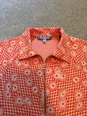 Urban Outfitters Retro Orange and White Floral Zip Up Mini Dress thumbnail 4