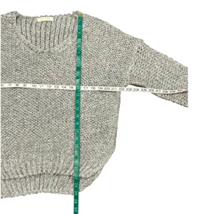 AZZ Fashion Wear Gray Marl Chunky Knit V-Neck Sweater Women Size L Popcorn Knit thumbnail 3