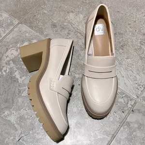 Dolce Vita JayJay Block Heel Lug-Sole Penny Loafers, Ivory Size 11 New in Box thumbnail 4