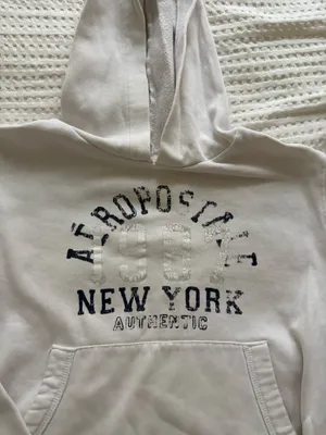 Aeropostale white hoodie size small so cute and comfy just trying to declutter There are 2 small holes on each arm as pictured thumbnail 2