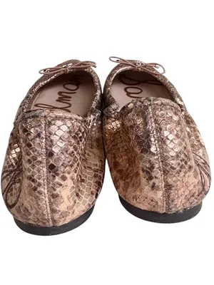 EUC Sam Edelman Leather Felicia Ballet Flats Rose Gold Snakeskin Size 10 thumbnail 5