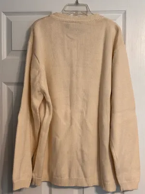 Vintage 80s Classic Elements Cream Gold Button Pockets Grandpacore Cardigan XL thumbnail 2
