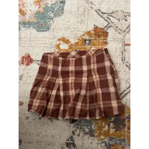Forever 21 Brown Plaid Pleated Skort Mini Skirt Shorts Preppy Academic Skort thumbnail 2