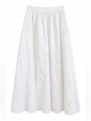 Dissh Gemima White 100% Linen Maxi Skirt Size US 2 NWT Lined A-Line Coastal thumbnail 3