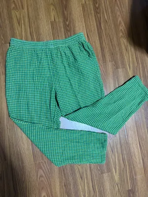 Gundrun Sjoden Lagenlook Organic Cotton Green Gingham Plaid Pants Medium. thumbnail 2