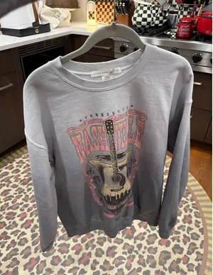 Altar'd State Ombré Oversized Crewneck Sweatshirt a‎ Nashville guitar M-L thumbnail 1