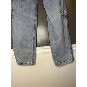 Aeropostale Low Rise Cargo Jeans Womens L Light Wash Blue Wide Leg Relaxed Denim thumbnail 10