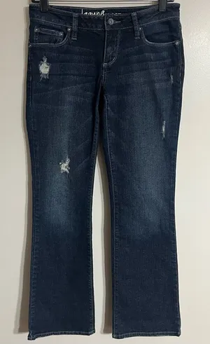 Women's Bull Head Laguna Bootcut Jeans‎ Distressed Dark Wash Size 5 Short thumbnail 1